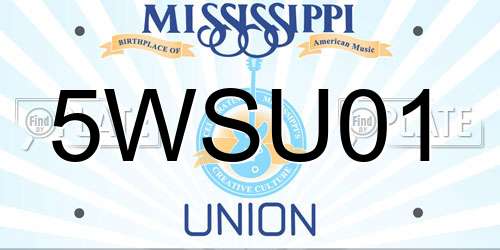 5WSU01 Mississippi License Plate
