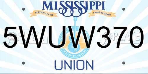 5WUW370 Mississippi License Plate