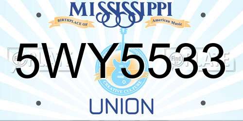 5WY5533 Mississippi License Plate
