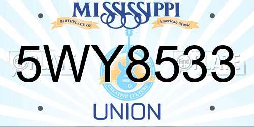 5WY8533 Mississippi License Plate