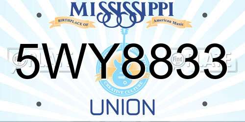 5WY8833 Mississippi License Plate