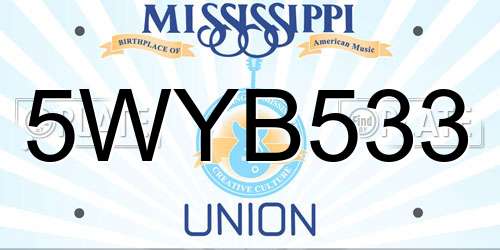 5WYB533 Mississippi License Plate