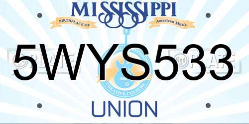 5WYS533 Mississippi License Plate