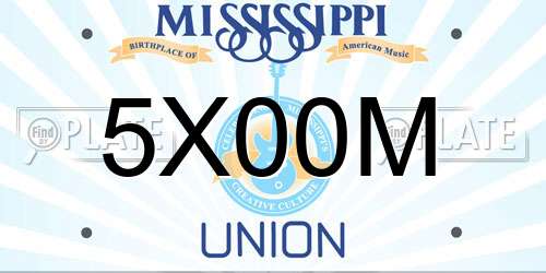 5X00M Mississippi License Plate