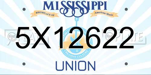 5X12622 Mississippi License Plate