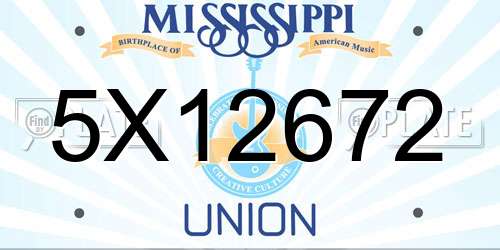 5X12672 Mississippi License Plate
