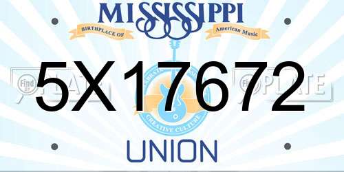 5X17672 Mississippi License Plate