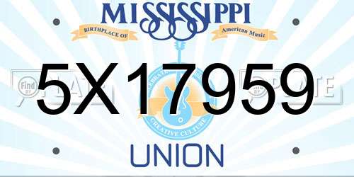 5X17959 Mississippi License Plate