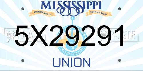 5X29291 Mississippi License Plate