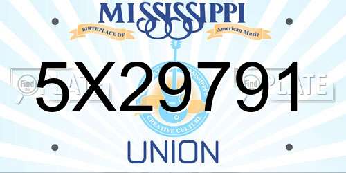5X29791 Mississippi License Plate