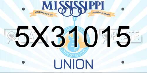 5X31015 Mississippi License Plate
