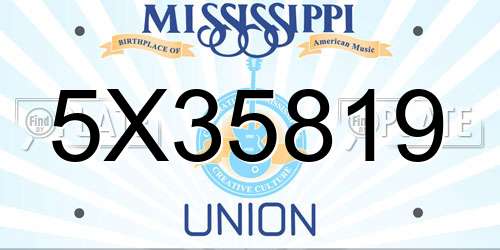 5X35819 Mississippi License Plate