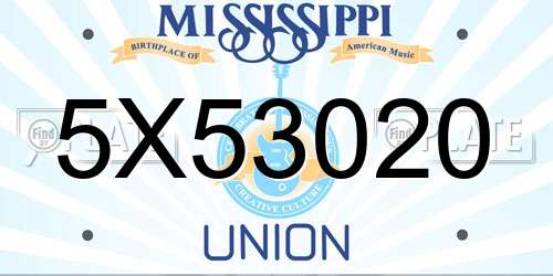 5X53020 Mississippi License Plate