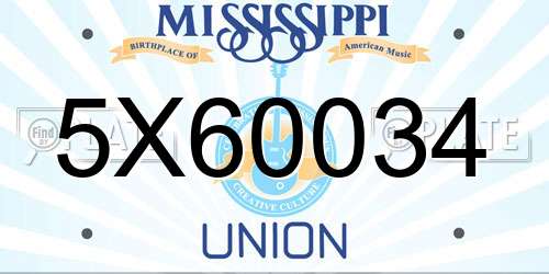 5X60034 Mississippi License Plate