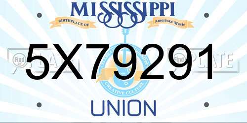 5X79291 Mississippi License Plate