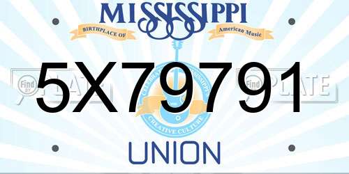 5X79791 Mississippi License Plate