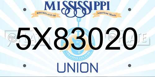 5X83020 Mississippi License Plate