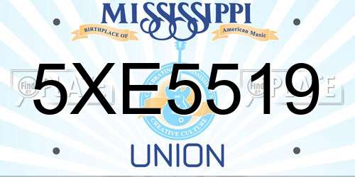 5XE5519 Mississippi License Plate