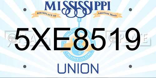 5XE8519 Mississippi License Plate
