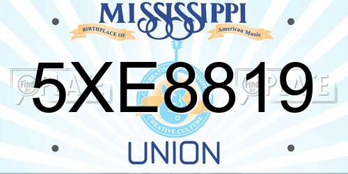 5XE8819 Mississippi License Plate