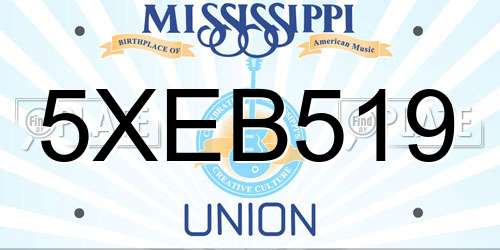 5XEB519 Mississippi License Plate