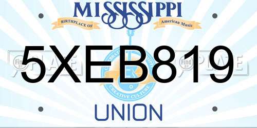 5XEB819 Mississippi License Plate