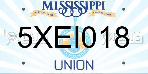 5XEI018 Mississippi License Plate