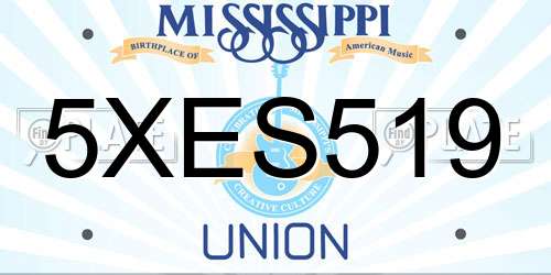 5XES519 Mississippi License Plate