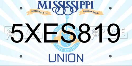 5XES819 Mississippi License Plate