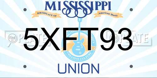 5XFT93 Mississippi License Plate