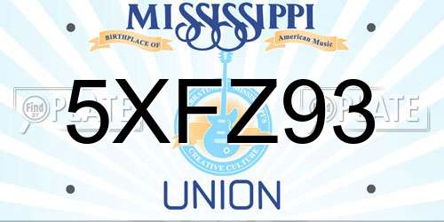 5XFZ93 Mississippi License Plate