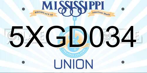 5XGD034 Mississippi License Plate
