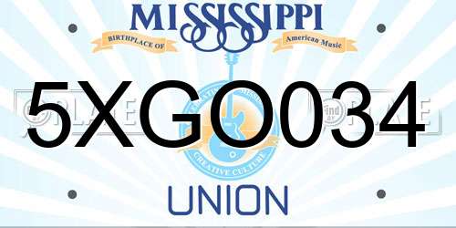 5XGO034 Mississippi License Plate