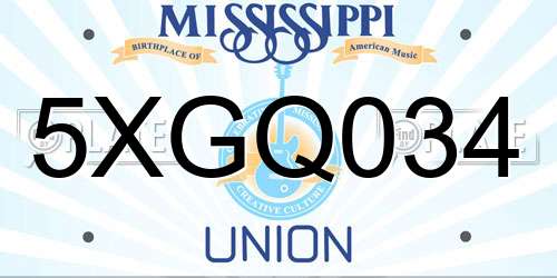 5XGQ034 Mississippi License Plate