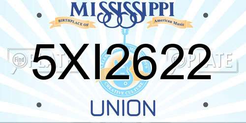 5XI2622 Mississippi License Plate