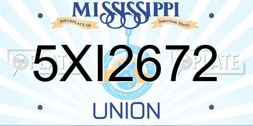 5XI2672 Mississippi License Plate