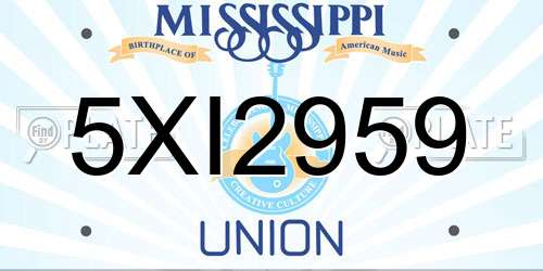 5XI2959 Mississippi License Plate
