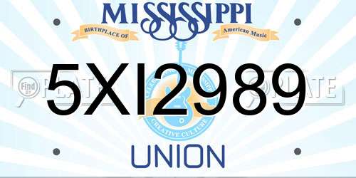 5XI2989 Mississippi License Plate
