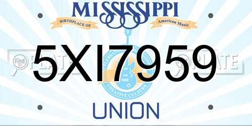5XI7959 Mississippi License Plate