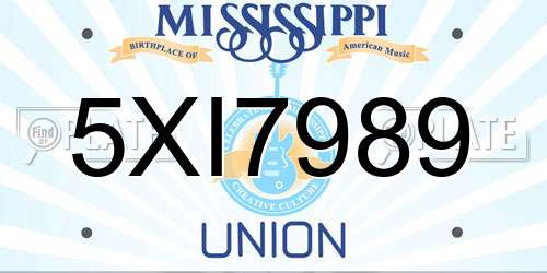 5XI7989 Mississippi License Plate