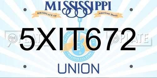 5XIT672 Mississippi License Plate
