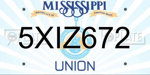 5XIZ672 Mississippi License Plate
