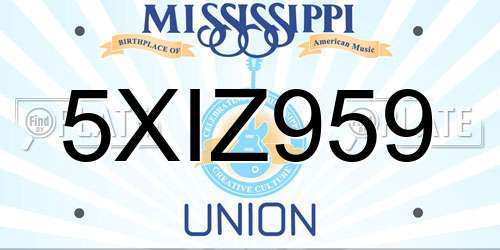 5XIZ959 Mississippi License Plate