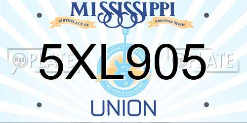 5XL905 Mississippi License Plate
