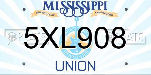 5XL908 Mississippi License Plate