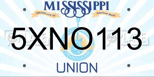 5XNO113 Mississippi License Plate