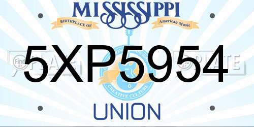 5XP5954 Mississippi License Plate