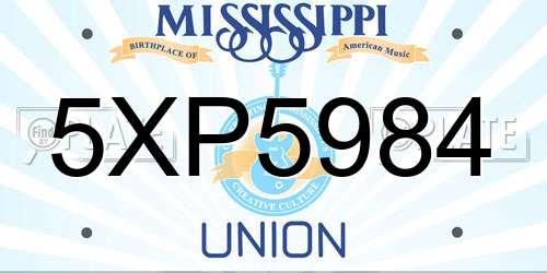 5XP5984 Mississippi License Plate