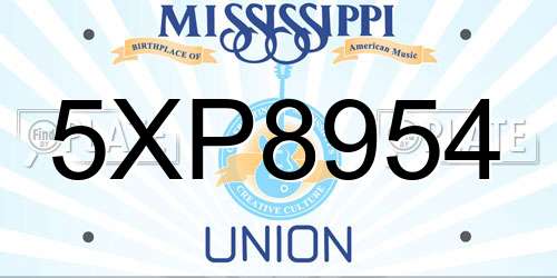 5XP8954 Mississippi License Plate