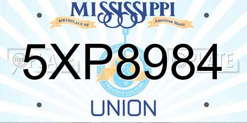 5XP8984 Mississippi License Plate